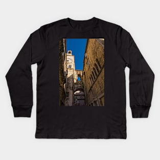 Pjaca Clock Tower and Iron Gate, Split, Croatia Kids Long Sleeve T-Shirt